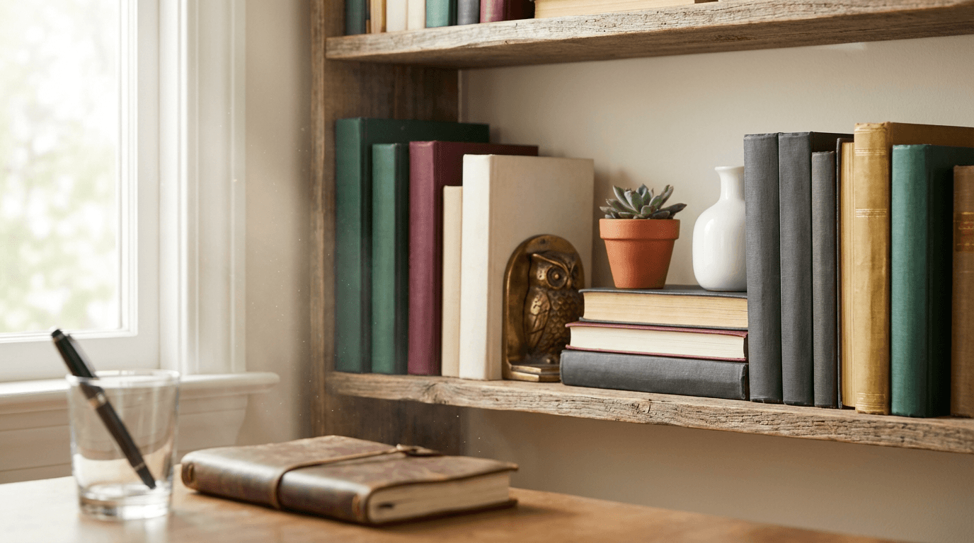 Apartment shelves with glass jars of herbs